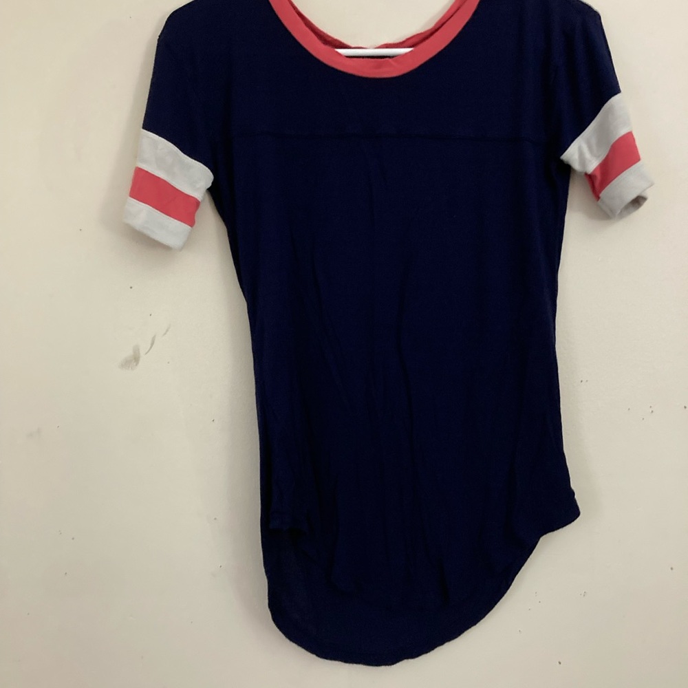 Blue, Pink and White silky shirt